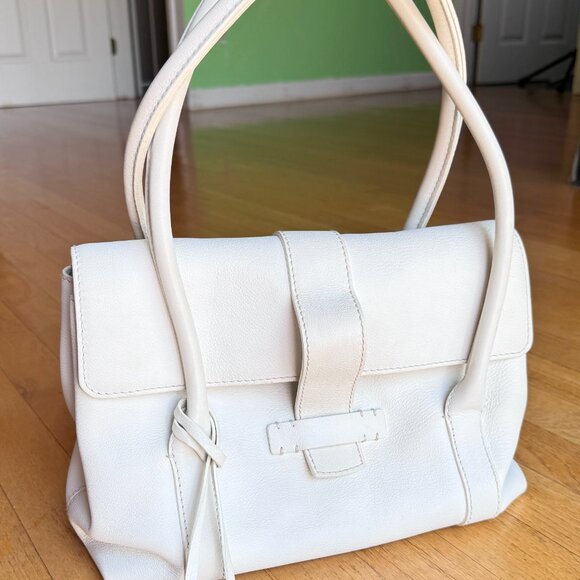 LORO PIANA Chic White Leather Shoulder Bag Medium Size Made In Italy Great Cond - Picture 4 of 10